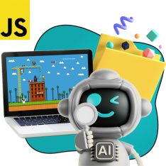 Язык программирования JavaScript + AI. Проектное обучение + геймификация + AI-помощники - КИБЕРшкола программирования для детей, компьютерные курсы для школьников, начинающих и подростков - KIBERone г. Евпатория